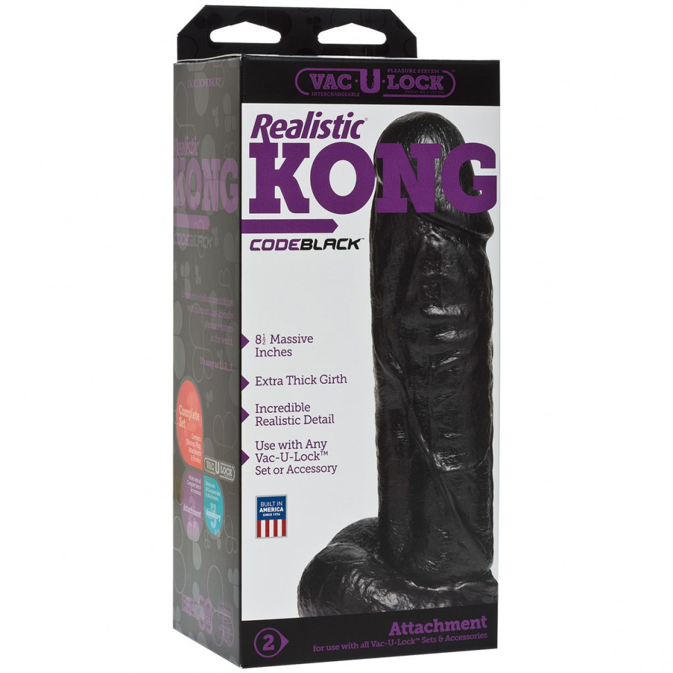 Насадка фаллоимитатор Doc Johnson Realistic Hung, черная 1016-21 BX DJ - Doc Johnson - Для страпонов со штырьком - Купить