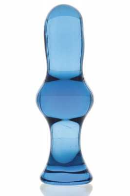 Стеклянная анальная втулка, цвет: голубой - 12 см