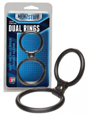 Двойное эрекционное кольцо Dual Rings Black, цвет: черный