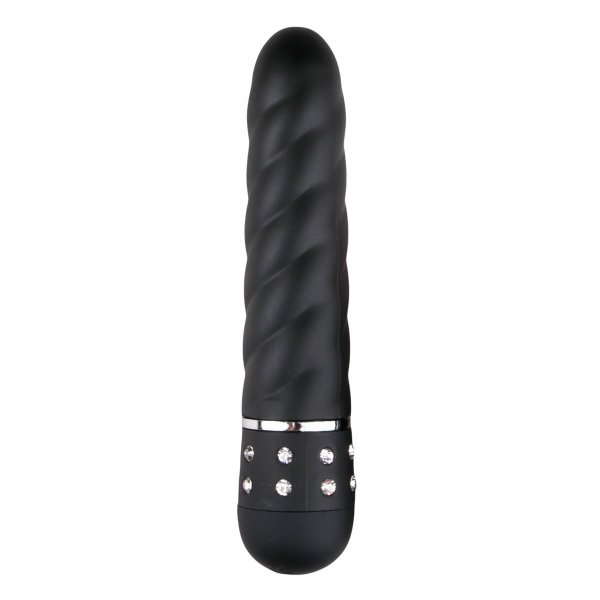 Мини-вибратор Diamond Twisted Vibrator - 11,4 см, цвет: черный